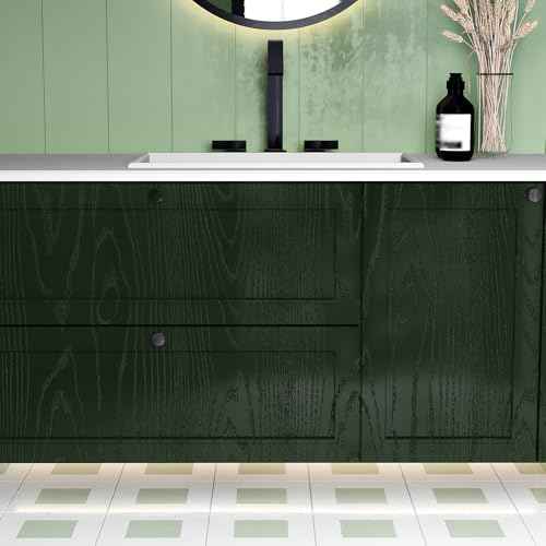 Dark Green Wood Grain Contact Paper for Countertops Vintage Peel and Stick Waterproof Vinyl Wrap Green Wood Wallpaper for Kitchen Cabinets Stickers Table Textured Shelf Liner Wooden Paper