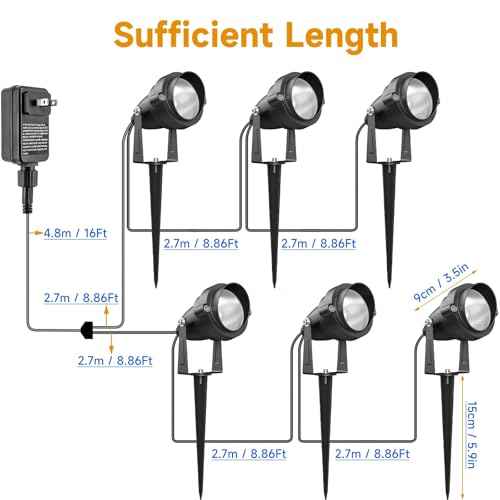 Halloween RGBW Spotlights with Timer, 24W Individual Control Spot Lights Outdoor IP65 Waterproof Landscape Spotlight for Yard Garden, 6 Lights