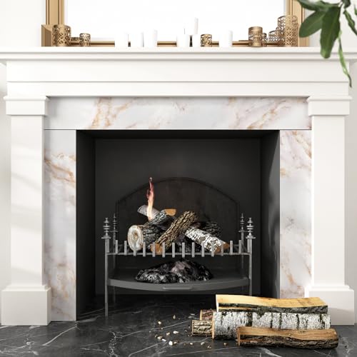 Wallercity Matte White/Gold Marble Print Wallpaper Border Roll for Mirror Frame Peel and Stick Wallpaper Border Stickers Board Trim Moulding Sticker Marble Contact Paper for Wall Decor 3.94''x197''