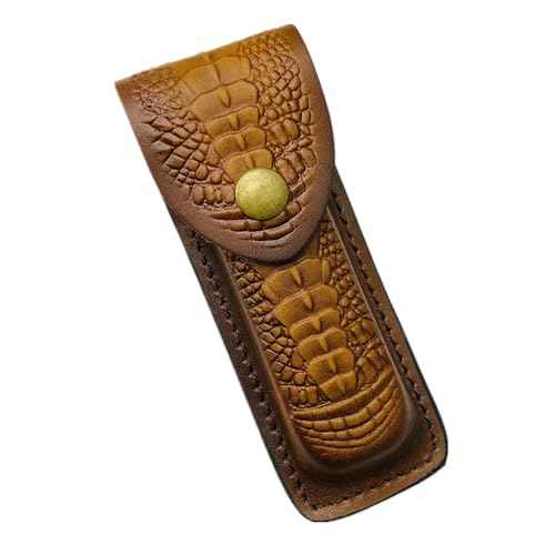 Cow Leather Knife Sheath for Folding Pocket Knife Fit for (LxW) 5.12x1.38" Belt Case Metal Snap Outdoor EDC Hunting Gift