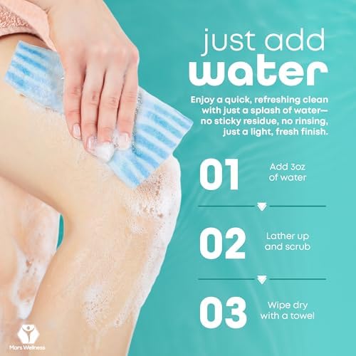 No Rinse Washing/Bathing Wipes - Just Add Water - Shower Cleansing Sponge/Wipes - Original Latherz - Soap Infused Dry Shower - Bulk 4 Pack of 25 Cloths (100 Total) - By Latherz