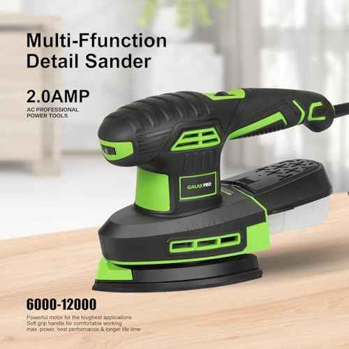 GALAX PRO 250W 2-in-1 Sheet Sanders/Detail Sanders, 6000-12000 RPM 6 Variable Speed Multi-Function Sander with Dust Box, Electric Sander for Sanding Metal and Polishing Wood, Includes 12 Sandpaper