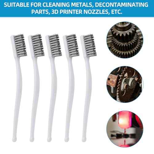 5pcs Wire Brushes Set for Cleaning, 7.09in Long Stainless Steel Wire Brushes Reinforced Bristle Mini Handle Brush Tools for Kitchen Industrial Welding Slag Walnut Carving Gaps Rust Removal