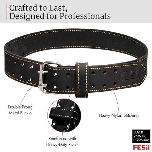 FESA Men's Leather Tool Belt - Handcrafted Top Grain Leather Tool Pouch Belt for Carpenters & Other Trade Professionals