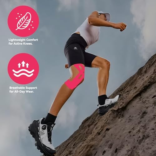 Precut Knee Kinesiology Tape - 22 Pcs Precut Kinesiology Tape for Knees Waterproof Strips Elastic | Breathable Joint Stability Hypoallergenic Latex-Free Tape, Black
