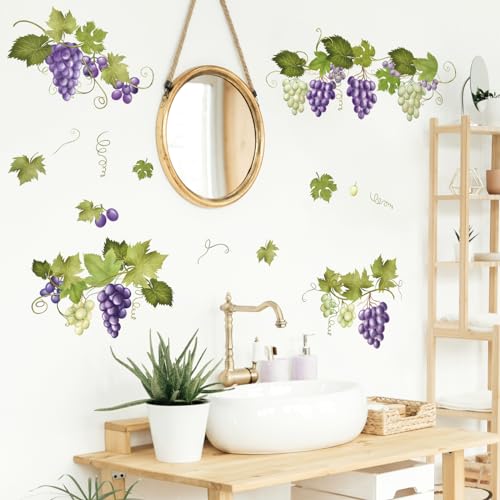 Supzone Green Vine Leaves Wall Decals, Summer Grape Vine Branches Wall Stickers, Peel and Stick Vinyl Wall Art Decor for Living Room Bedroom Furniture Cabinet Decor