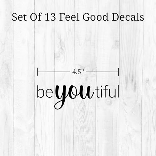 Affirmation Mirror Decals - Set of 6 Black Vinyl Quotes Be Amazing Today | Hello Beautiful | I Look Good | You Look Fabulous Darling Bathroom Mirror Sticker