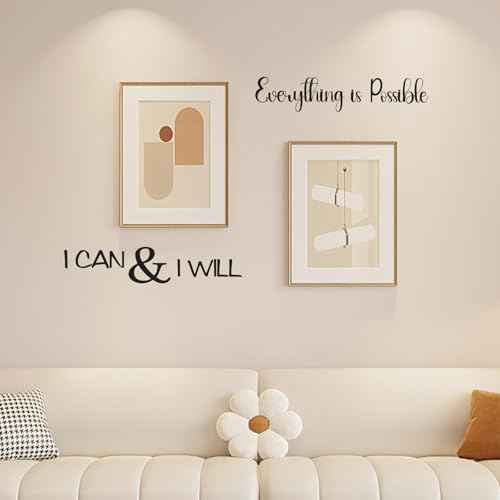 6 Sheets Decals for Walls, Inspirational Wall Stickers, Motivational Wall Decals Peel and Stick, Positive Saying Wall Art for Bedroom Office Teen Room Decor (Never Give up, Dream Big & More)