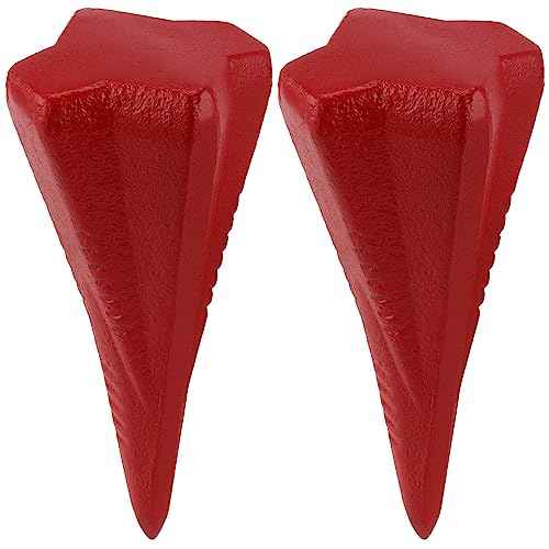 4lbs Diamond Wood Splitting Wedge - 4-Direction Steel Splitter for Wood, 2 PCS, Red