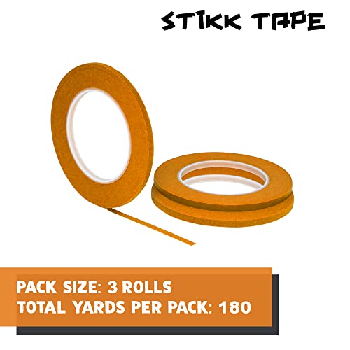 STIKK Painters Tape - 3pk Orange Painter Tape - 1/4 inch x 60 Yards - Paint Tape for Painting, Edges, Trim, Ceilings - Masking Tape for DIY Paint Projects - Residue-Free Painting Tape