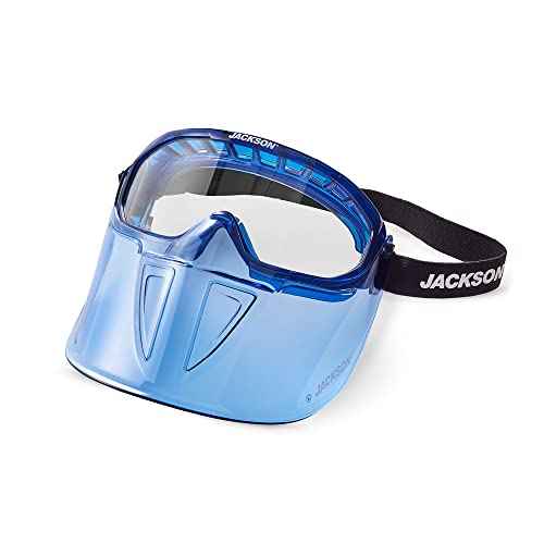 Jackson Safety 21000 - Safety Goggle - Gpl500 Premium Series - Clear Lens - Anti-fog - With Flip-up Detachable Face Shield - Blue Body