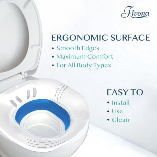 Fivona Sitz Bath for Toilet Seat with Massage Hand Flusher and Storage Bag; Postpartum Care and Hemorrhoid Treatment; BPA Free V Steam Kit; Perfect for Perineal Soak and Portable Bidet