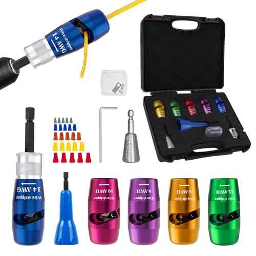 Wire Stripper for Drill 14/12/10/8/6AWG Wire Twister Tool for Drill, Electrical Drill Wire Stripper, Upgraded Wire Stripping & Twisting Tool Kit, 25Pcs Wire Nuts, Electrician Tools Set
