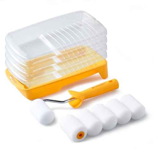Voomey Foam Paint Roller, 2 Inch Mini Paint Roller Kit 12 Pack, Small Paint Rollers with Tray and Roller Frame for Touch Up Painting Wall, Door, Cabinet