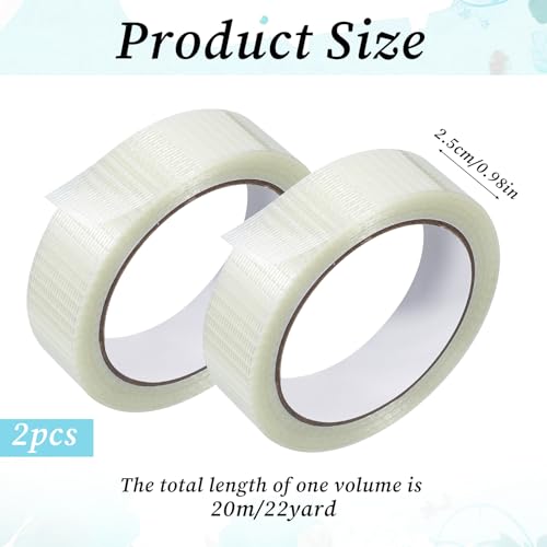 2 Pack Clear Duct Tapes Heavy Duty, Transparent Duct Tape Waterproof Tape High Performance Weather Resistant Tapes Industrial Grade for Residential, Commercial (1 in x 22 Yards)