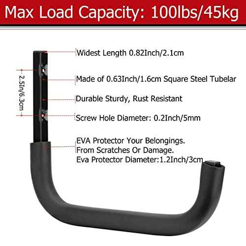 Heavy Duty Garage Storage Hooks, 12.4 Inch Ladder Storage Hanger, Wall Mount Utility Hook for Outdoor Indoor Organizer Folding Chairs, Bike, Tools, Water Pipes