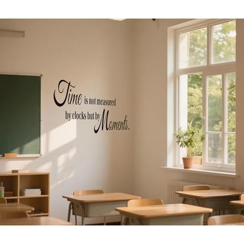 Inspirational Quote Wall Stickers,Time is Not Measured by Clocks But by Moments Motivation Saying Vinyl Removable Wall Decal for Home, Positive Words Wall Decor for School Office