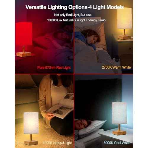 Red Light Night Light Lamp for Sleep, 670nm Red Nightlight Desk Lamp for Bedroom with Multi-Color and Brightness Options Remote Control USB Charging Elegant Design