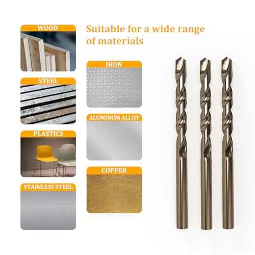 5mm / 0.19" Cobalt Drill Bit Set (10 Pcs), M35 Cobalt Twist Drill Bits for Stainless Steel and Hard Metal