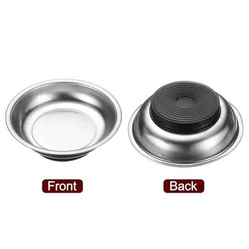 HARFINGTON 5pcs Round Magnetic Tray 4"x1" Stainless Steel Magnet Tool Tray Parts Holder for Socket Screw Nuts Bolts Pin Washers Metal Parts