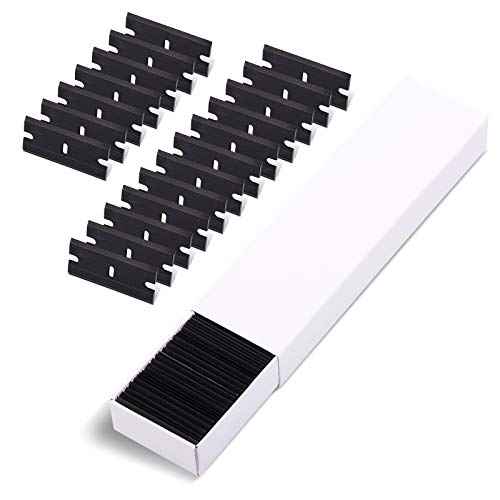 EHDIS Razor Blades 100 PCS Double Edged Plastic Blade for Safety Glass Scraper and Razor Scraper Tool - Remove Decals, Stickers, Adhesive Label, Glue and Glass Clean - Black
