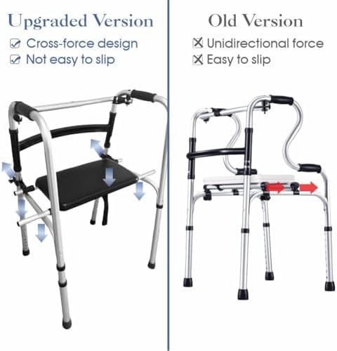 Universal Walker Rest Seat for Attachable Seat Folding Walker, Maximum Weight Capacity of 250 Pounds, Adjustable Range:20"~24"(Black)