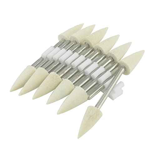 Luo ke 10mm Wool Felt Polishing Bits - 1/8'' Shank Conical Shape Wool Felt Buffing Polishing Points for Dremel Rotary Tool (Pack of 12)