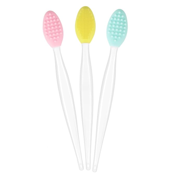 3 Pcs Facial Cleansing Brush,Lip Scrub Brush,Silicone Face Mask Brush for Face Scrubber & Lip Scrubber,For Massaging,Exfoliating,Remove Blackheads,Makeup Skincare Removal,DIY Mask