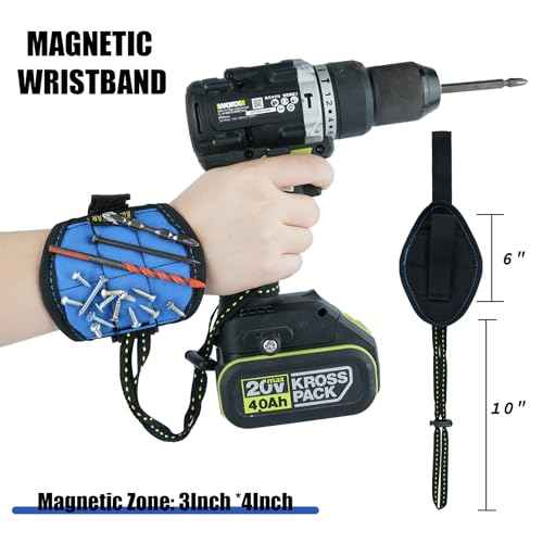KUNN 3-in-1 Right-handed Drill Holster Set with Magnetic Wristband and Tool Belt, Cordless Drill Holster, Impact Driver Holster with Bit Pouch,Drill Holder for Tool Belt, Black and Blue