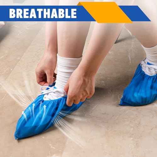 600 Pack(300 Pairs) Shoe Covers Disposable, Non-woven Fabric Shoes Covers for Indoor, Blue Durable & Reusable Disposable Boot & Shoe Covers, Larger Size Fits Various Shoes