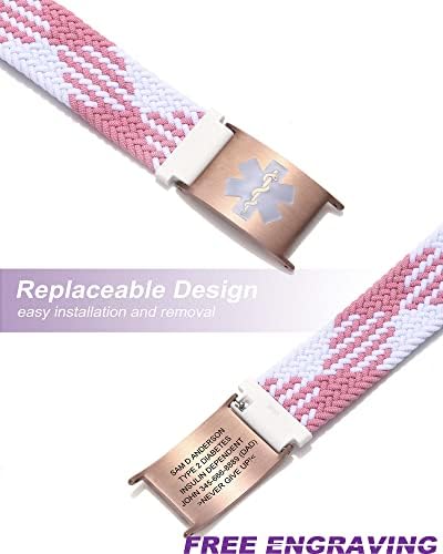 Personalized Sport Medical Alert Bracelets for Women Men - Custom Medical ID Bracelets with Free Engraving - Hook and Loop/Elastic/Stainless Steel/Silicone Watch Wristband Emergency Bracelet