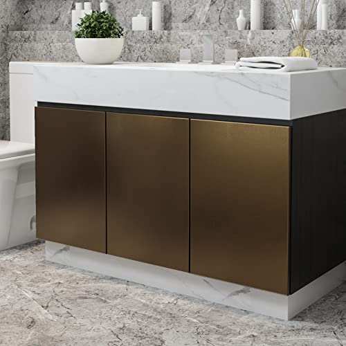 LACHEERY Shimmer Brown Gold Peel and Stick Wallpaper Bronze Metallic Accent Wallpaper Modern Shiny Metal Contact Paper for Kitchen Appliances Waterproof Removable Wall Paper Refrigerator 15.8"x80"