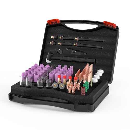 123 Pcs TIG Welding Torch Kit - Alumina Nozzle, Collets, Stubby Gas Lens #12 Heatproof Glass Cup, Consumables for WP-17/18/26