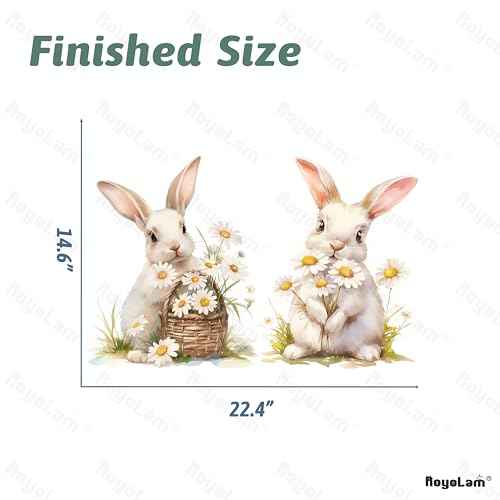 Bunnies and Daisies Wall Decals Removable Spring Animal Vinyl Stickers for Nursery Kids Bedroom and Playroom Decor Peel and Stick Rabbit Wall Art