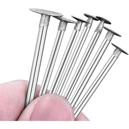 Luo ke 7 Pcs T Shape Diamond Cutting Burr, 1/8'' Shank Diamond Burs Stone Carving Sets For Dremel Rotary Tools