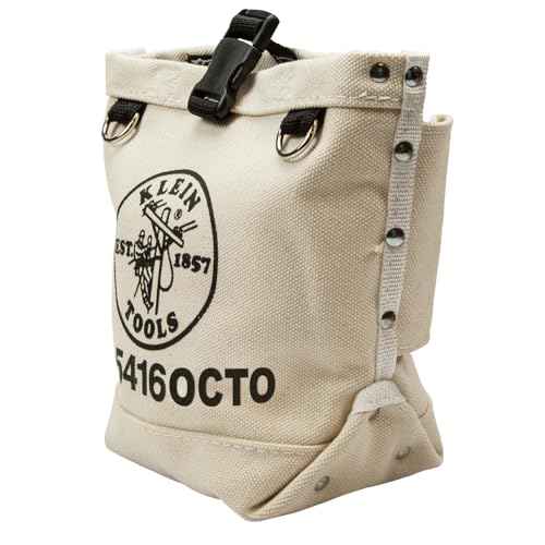 Klein Tools 5416OCTO Tool Bag, Bull-Pin and Bolt Pouch, No. 4 Canvas with Tunnel Connection, 5 x 5 x 9-Inch