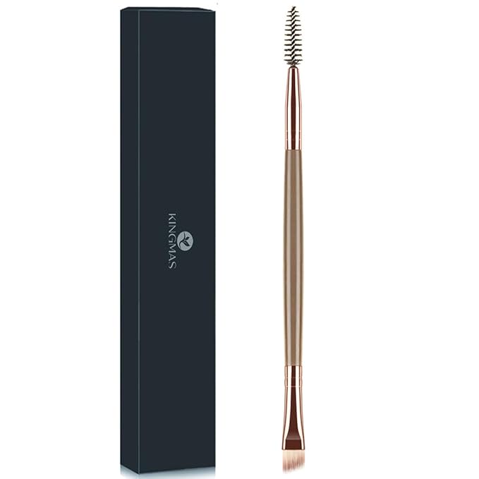 KINGMAS Eyebrow Brush Spoolie Dual Angled Eye Brow Brush Eyelash Comb Eyebrow Tool for Lining and Shaping Brows or Lashes (Dark Brown)
