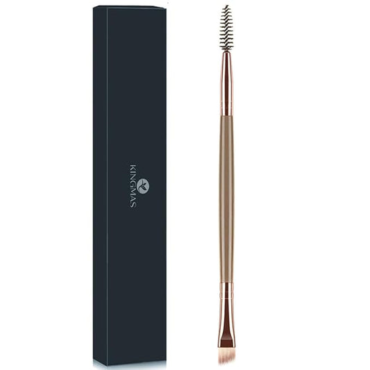 KINGMAS Eyebrow Brush Spoolie Dual Angled Eye Brow Brush Eyelash Comb Eyebrow Tool for Lining and Shaping Brows or Lashes (Dark Brown)