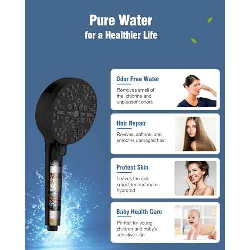 Filtered Shower Head with Handheld Oil Rubbed Bronze, BOWGER 6 Modes High Pressure Shower Heads with Power Wash and Hard Water Filter, Detachable Hand Held Showerhead Set with Extra Long Hose, ORB