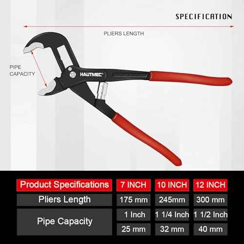 HAUTMEC 3PCS Tongue and Groove Joint Pliers Tool Set, Auto-Adjusting Water Pump Pliers Set with Storage Tool Bag, Comfort Grips, 7 10 12Inch Plier Rust-Proof CRV Steel Construction for Plumbing