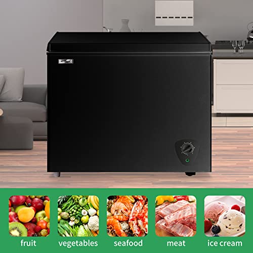 Chest Freezer WANAI 7.0 Cu.Ft Compact Chest Freezer Black Top Door Freezer with 7 Adjustable Temperature, Low Noise, Removable Basket, and Energy Saving Perfect for Home Garage Basement Kitchen or Apartment,Black