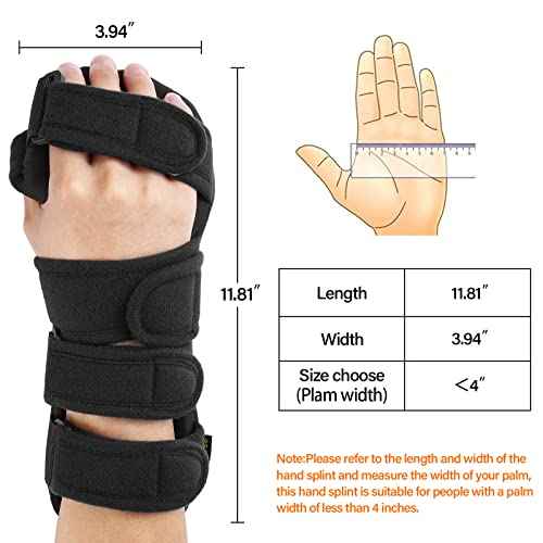 Stroke Resting Hand Splint Right&Left Resting Hand Splint with Finger Separator Functional Night Immobilizer Wrist Finger Brace for Carpel Tunnel Pain,Sprain Fracture,Tendonitis (Left,Black)