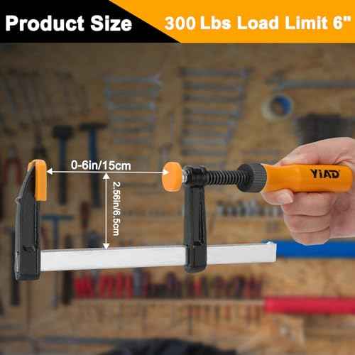 6-Inch Bar Clamps 4-Pack - 300 lbs Grip, Quick-Release F Clamps, Ergo Handle for Woodworking, DIY & Crafts
