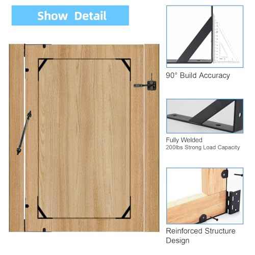 Fence Gate Kit Gate Hardware, 2 Set Anti Sag Gate Kit Gate Frame Cornor Brackets Kit with Self Closing Gate Springs Hings Latchs for Outdoor Garden Backyard Wooden Fence Deck Porch Gate
