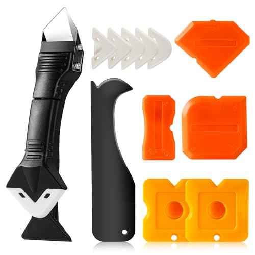 3 in 1 Silicone Caulking Tools£¨Stainless Steelhead), 12pack, Caulk Remover Tool Kit with Replace Silicone Padsgood Pads and Caulk Finishing Tools, Caulking Tool Kit for Kitchen, Bathroom