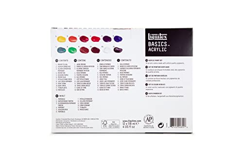 Liquitex BASICS Acrylic Paint Set, 12 x 118ml (4-oz) Tube Paint Set