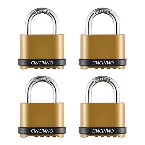 Heavy Duty Weatherproof Combination Lock, 4-Pack Outdoor Combo Lock,Resettable Combination Padlock for Gate,Shed,Storage Unit