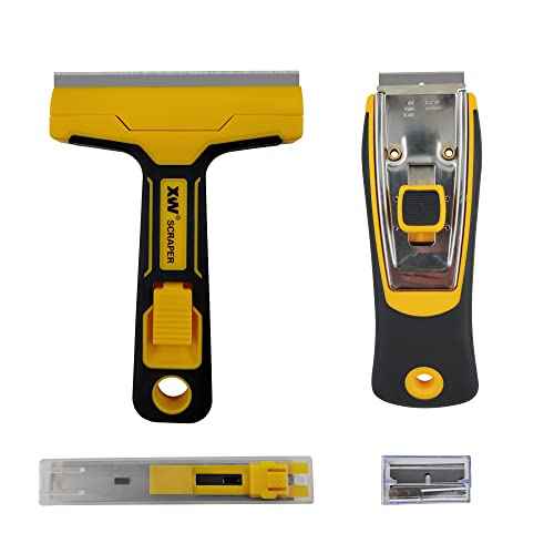 XW Razor Blade Scraper Set, Putty Knife Paint Scraper Tools, Extra 20 Blades Included, 2-Pack