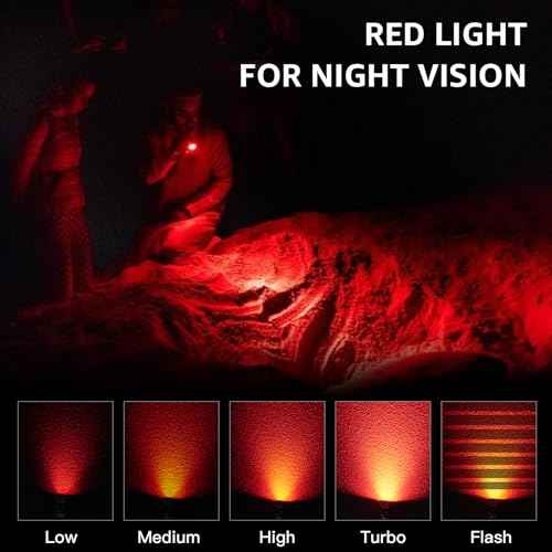 sofirn LED Rechargeable Pocket Red Flashlight, SR20 Mini Flashlight with 1200 Lumens Bright White Light, Red Light, Waterproof Small Light for Camping Hiking Hunting Fishing