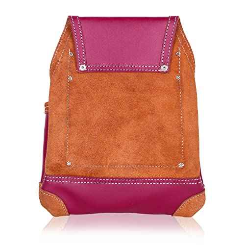 LAUTUS Oil Tanned Leather Tool Pouch Bag |Burgundy |Carpenter, Construction, Framers, Handyman | 10 Pockets, 2 Hammer Holders | 100% Leather
